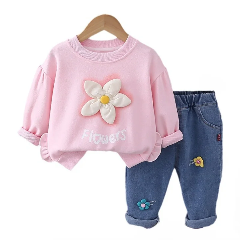 Conjunto infantil para bebé niña – Jersey y pants de algodón - imagen 3