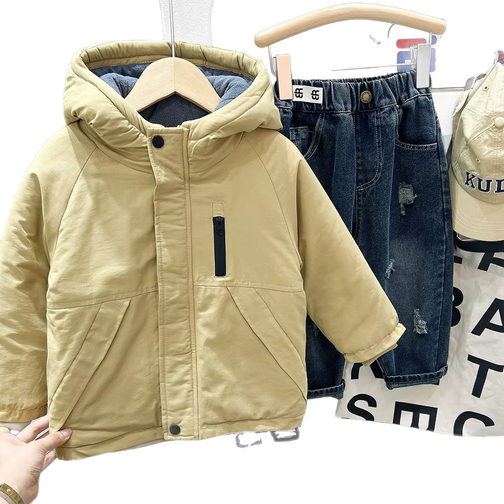 Abrigo acolchado infantil de invierno con capucha y forro polar - imagen 5
