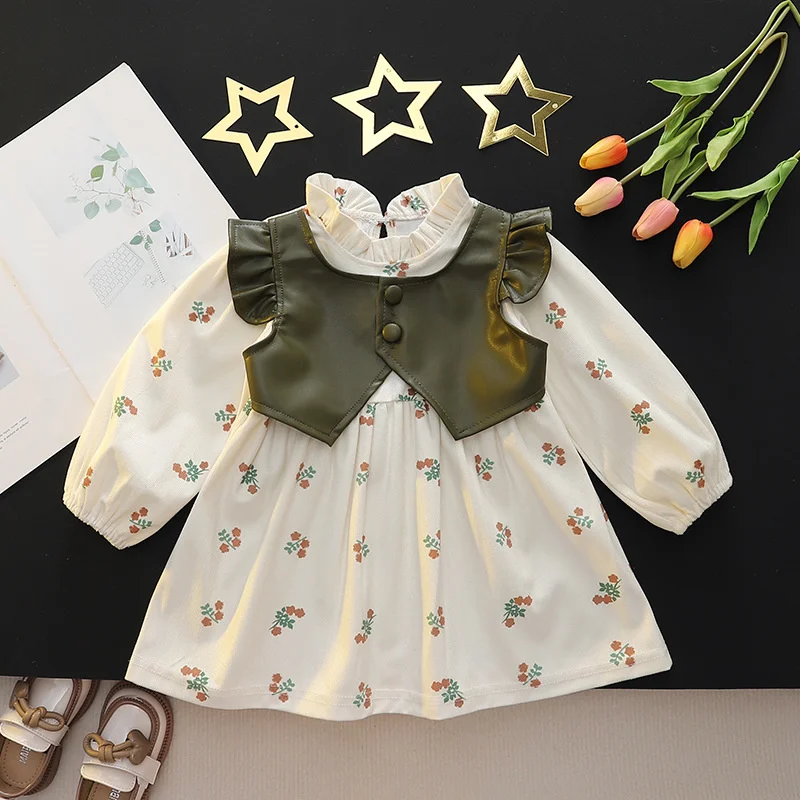 Vestido estampado manga larga para niña de primavera y otoño - imagen 3