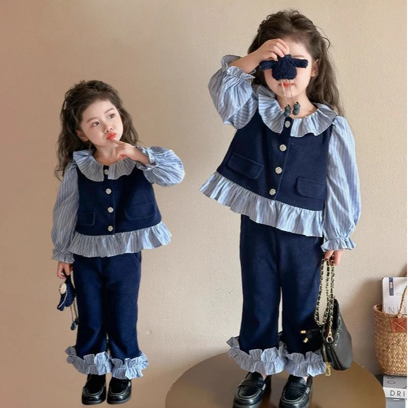 Conjunto otoño niña con camisa de retales y pantalón acampanado - imagen 4