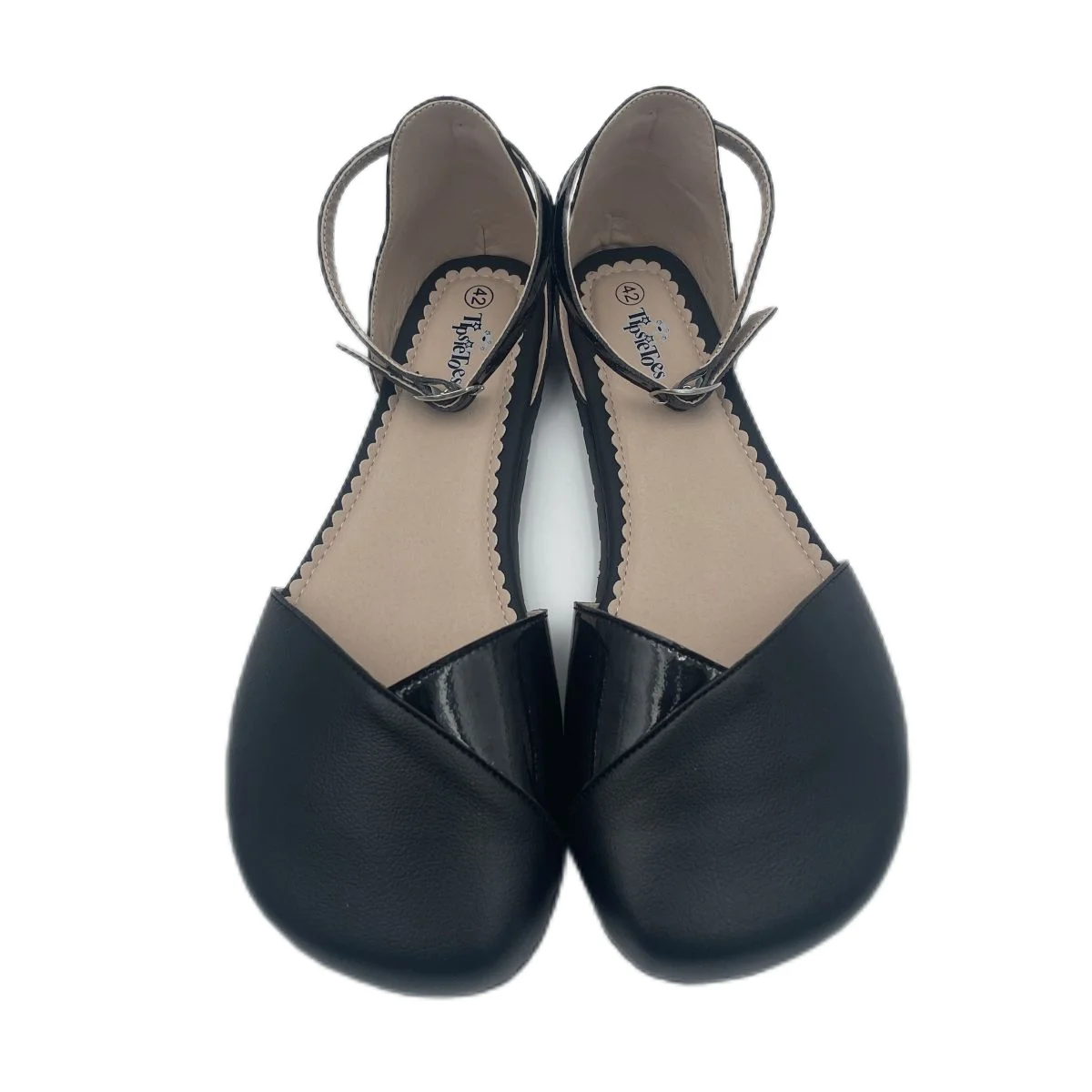 Tipsietoes Sandalias planas de cuero genuino para pie ancho, ligeras - imagen 3