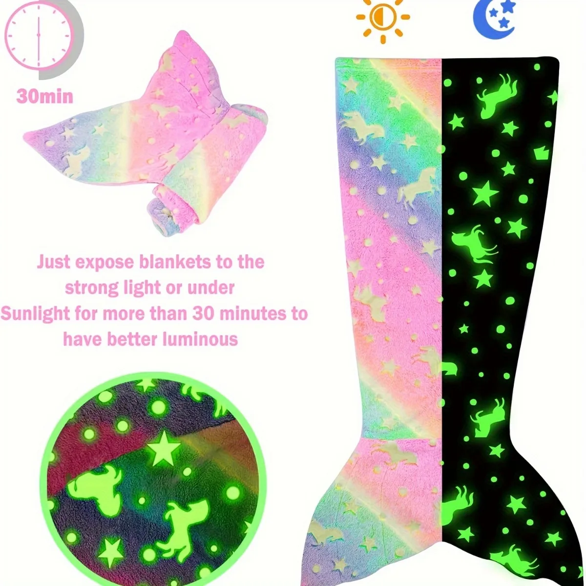 Manta de unicornio arcoíris – Suave y brillante para niñas - imagen 4