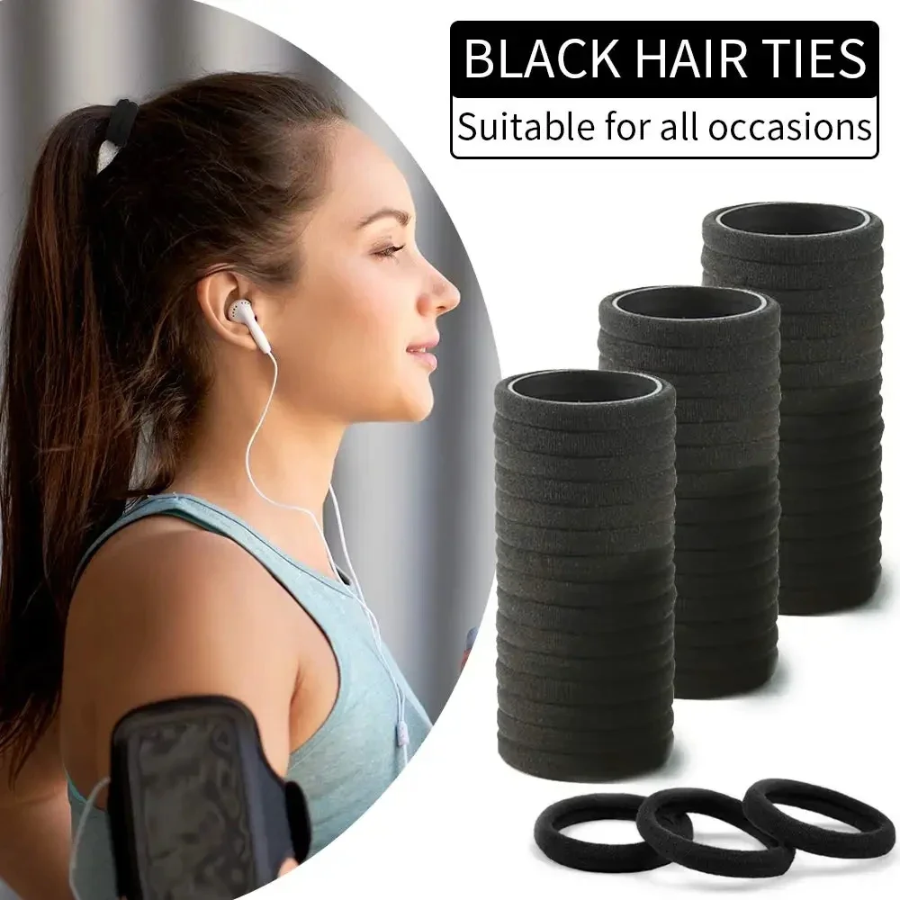 Diadema infantil negra elástica con lazos para el cabello - imagen 2