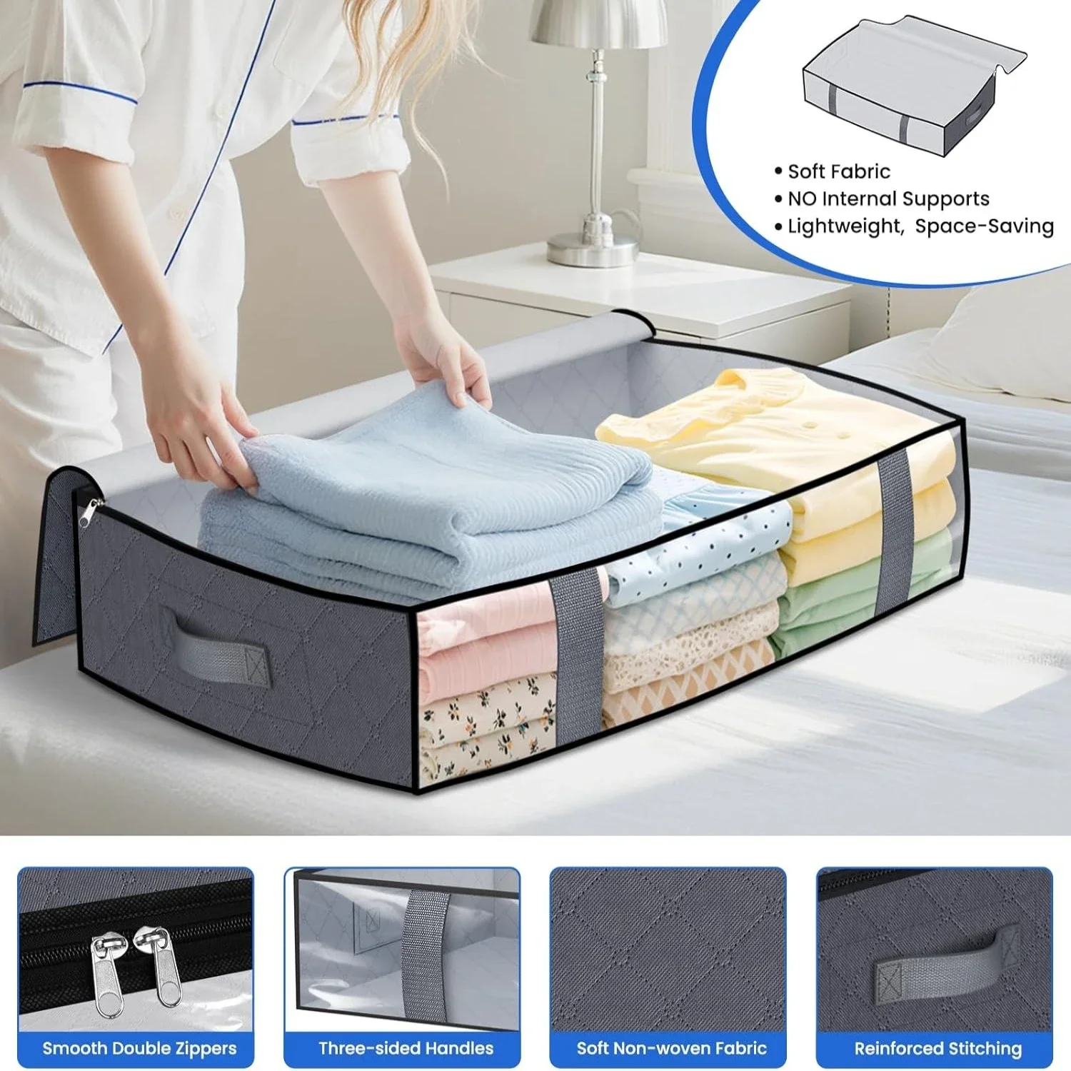 Bolsas para debajo de la cama con enfoque en ahorro de espacio