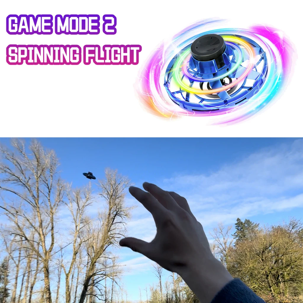 Mini dron de juguete LED OVNI con giro y vuelo para regalo - imagen 4