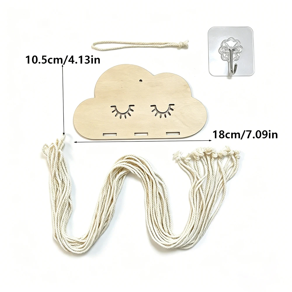 Organizador de lazos Nubes de madera maciza para el pelo en pared
