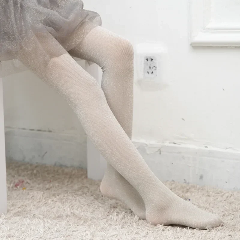 Medias de terciopelo ballet con purpurina para niñas