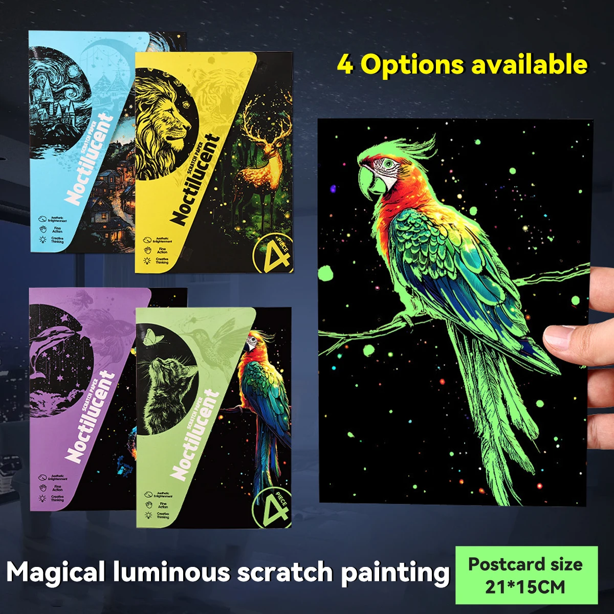 Pintura para rascar infantil noctilucente con castillo y animales - imagen 5