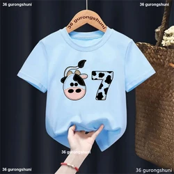 Camiseta infantil de estampado vaca con diseño fresco verano