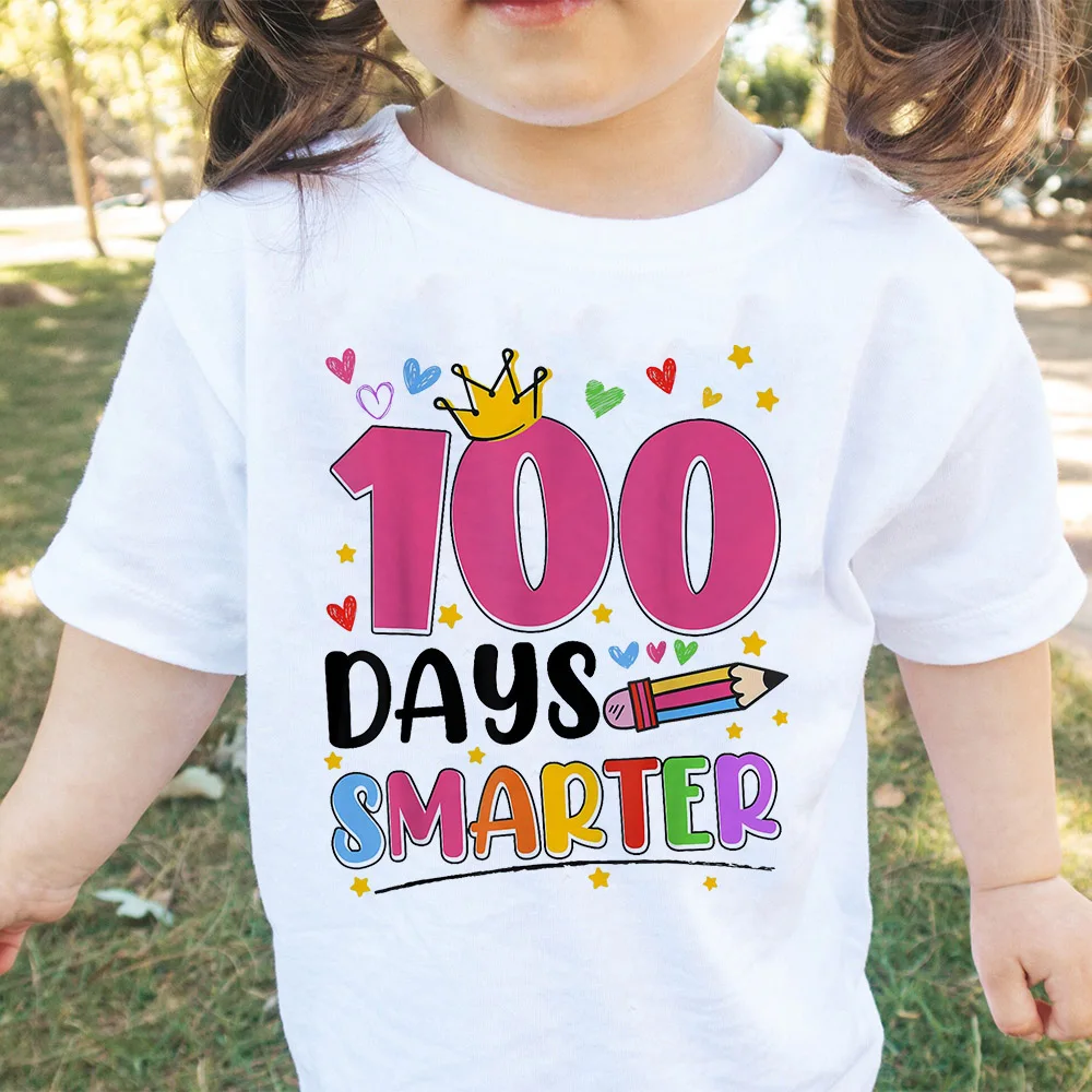 Camiseta niño escolar motivo 100 días tela suave cómoda