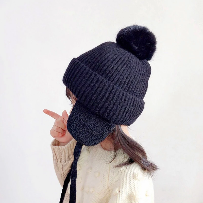Gorro de lana con pompón grande para niños – Invierno 2-6 años - imagen 3