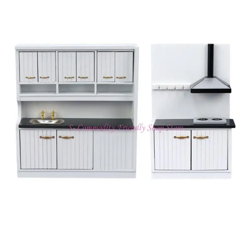 Gabinete cocina en miniatura estilo vintage con lavabo