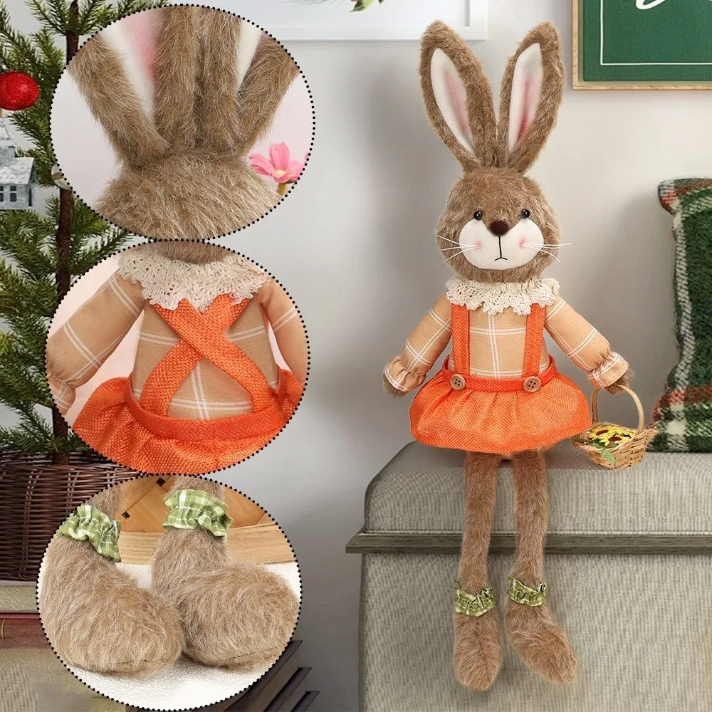 Adorno de Pascua de peluche conejo de patas largas - imagen 2