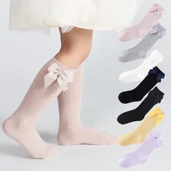 Calcetines altos de algodón con lazos para niña estilo princesa