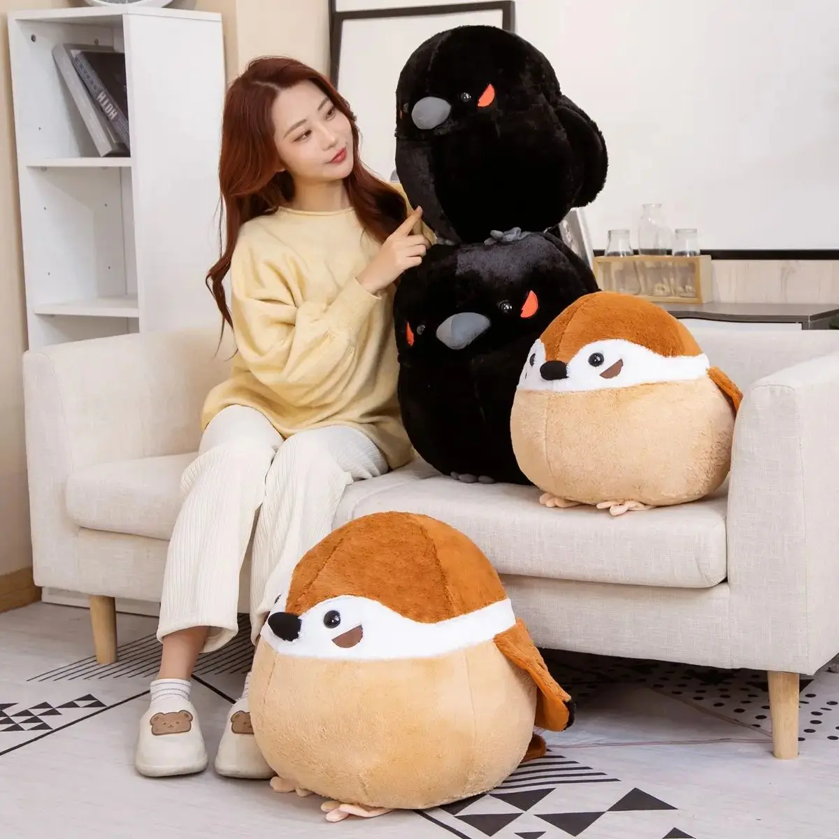Peluche de pájaro suave redondo como almohada para bebé Navidad - imagen 5