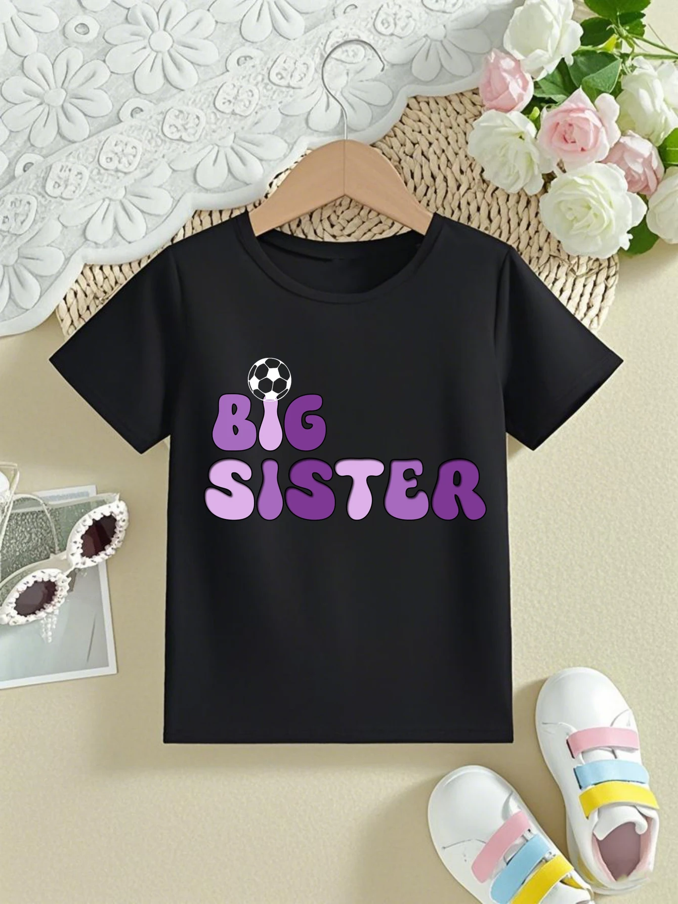 Camiseta de fútbol para hermanas, algodón verano, estampado familiar - imagen 3