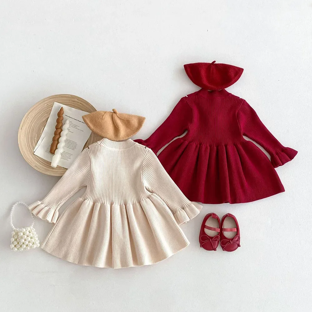 Vestido floral de punto para niña – Manga acampanada - imagen 5