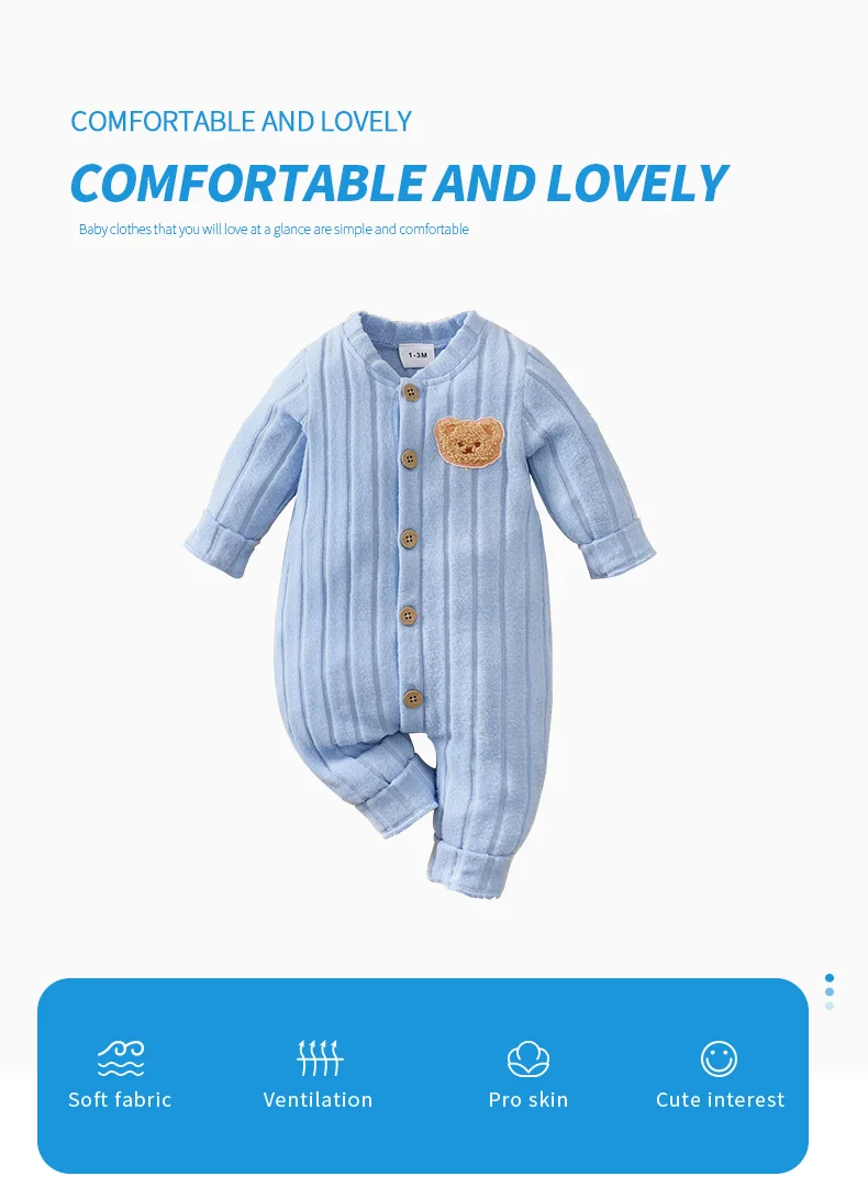 Pelele de bebé unisex con motivo de oso azul y gorro