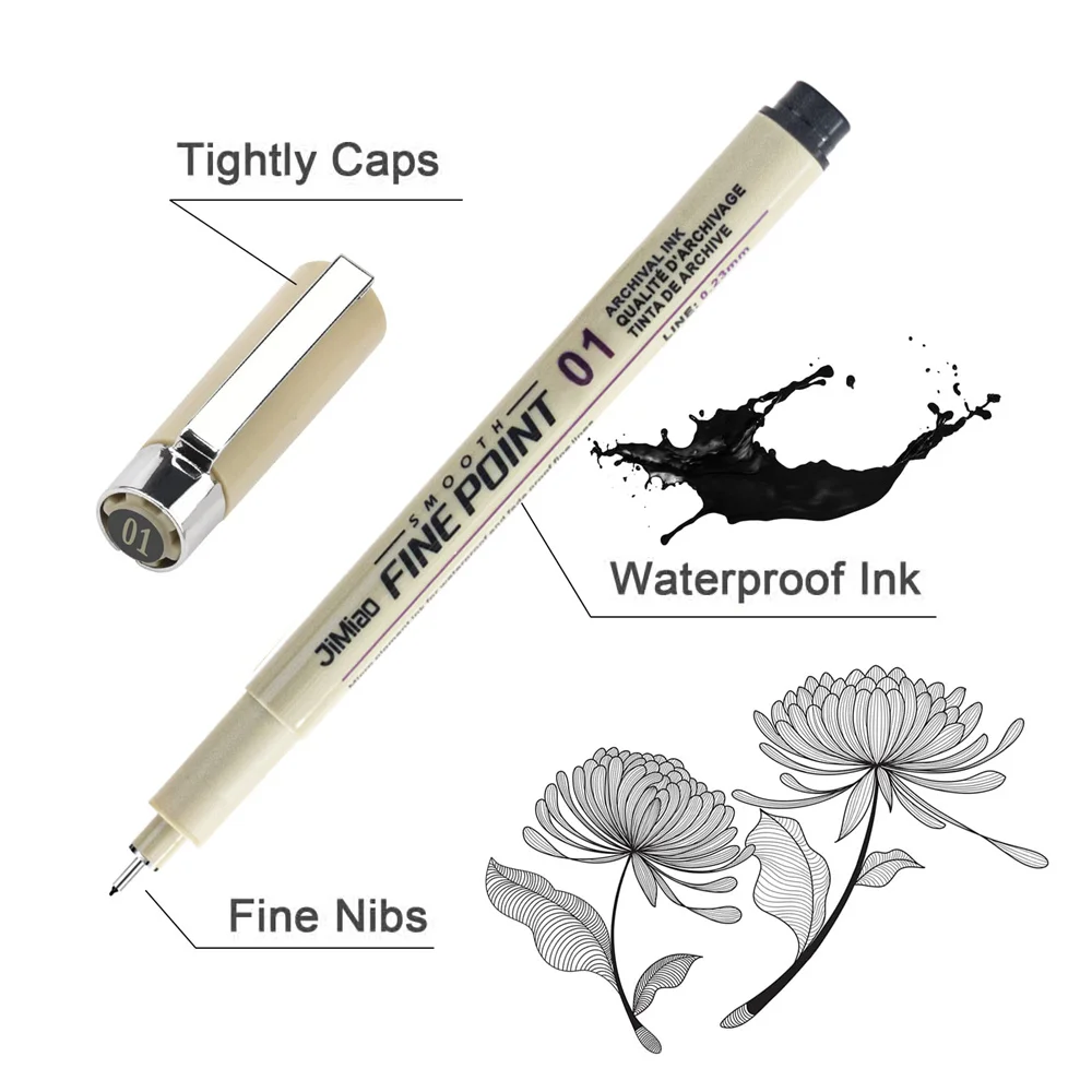Kit de dibujo y bocetos de precisión con tinta impermeable