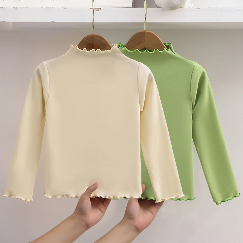 Camiseta de manga larga para niña con volantes - suave y cálida