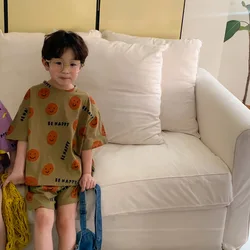 Pantalones cortos infantiles estilo coreano con estampado sonriente