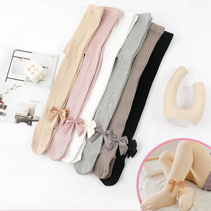 Pantimedias niña con lazo grande – rayas verticales