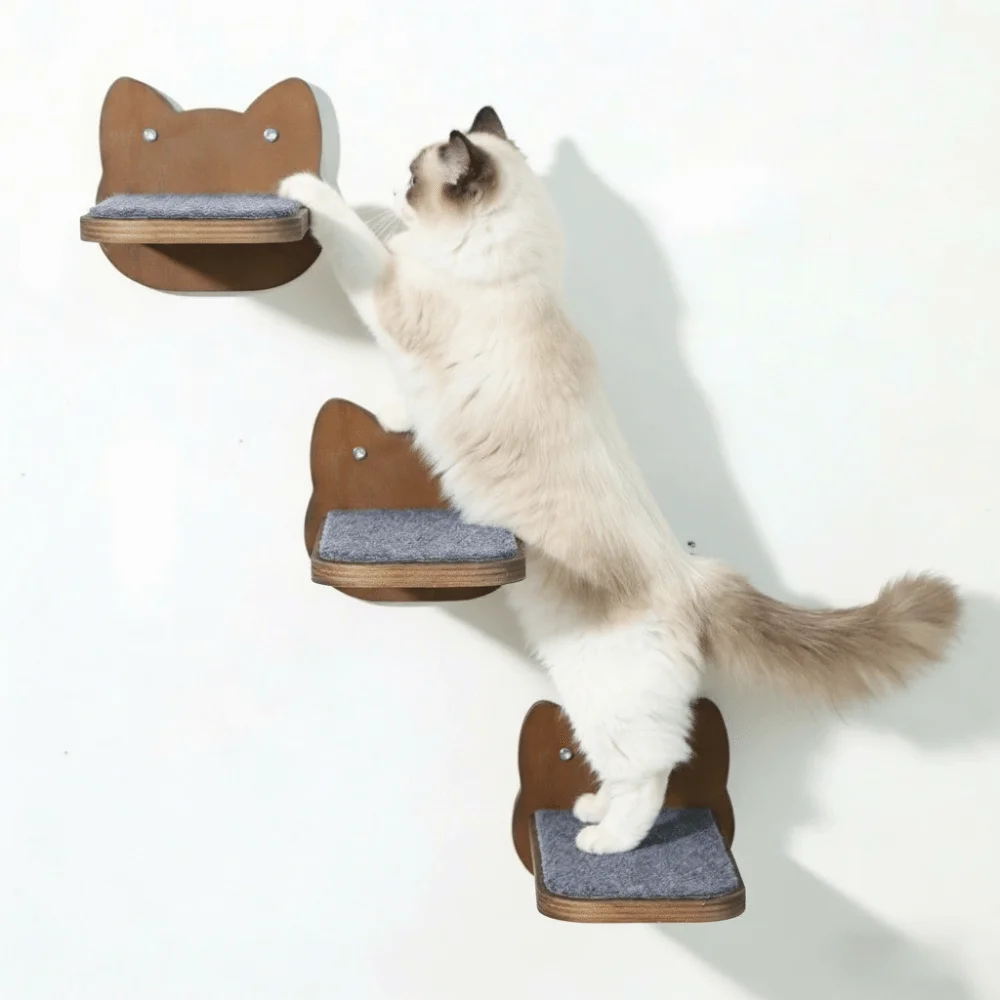 Rascador de pared para gatos con escalera y plataforma resistente - imagen 5