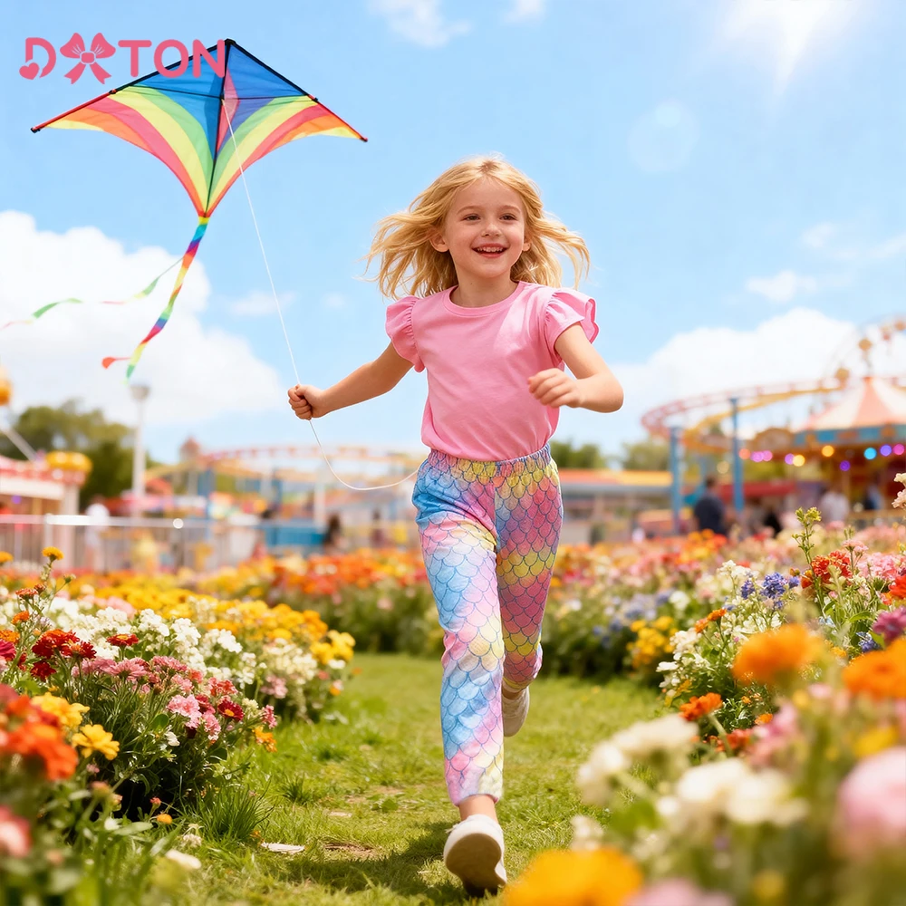 DXTON Pantalones de verano a cuadros para niñas – Leggings finos - imagen 3