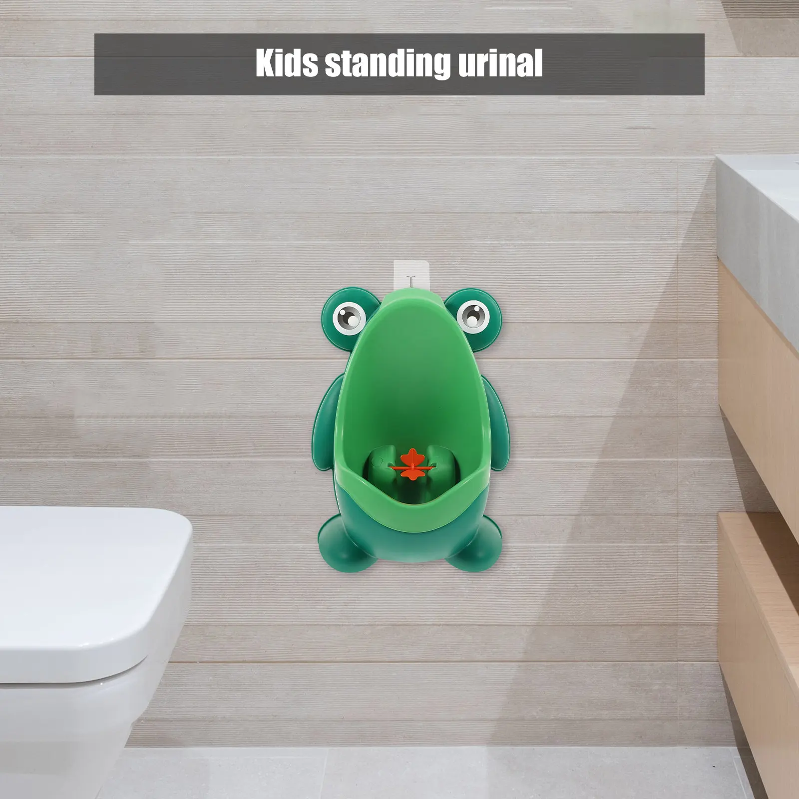 Urinario infantil colgante de rana con depósito extraíble y agua girante - imagen 4