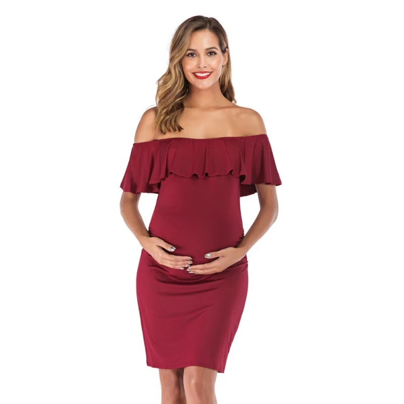 Vestido de embarazo bodycon con fruncido lateral – Manga corta - imagen 2