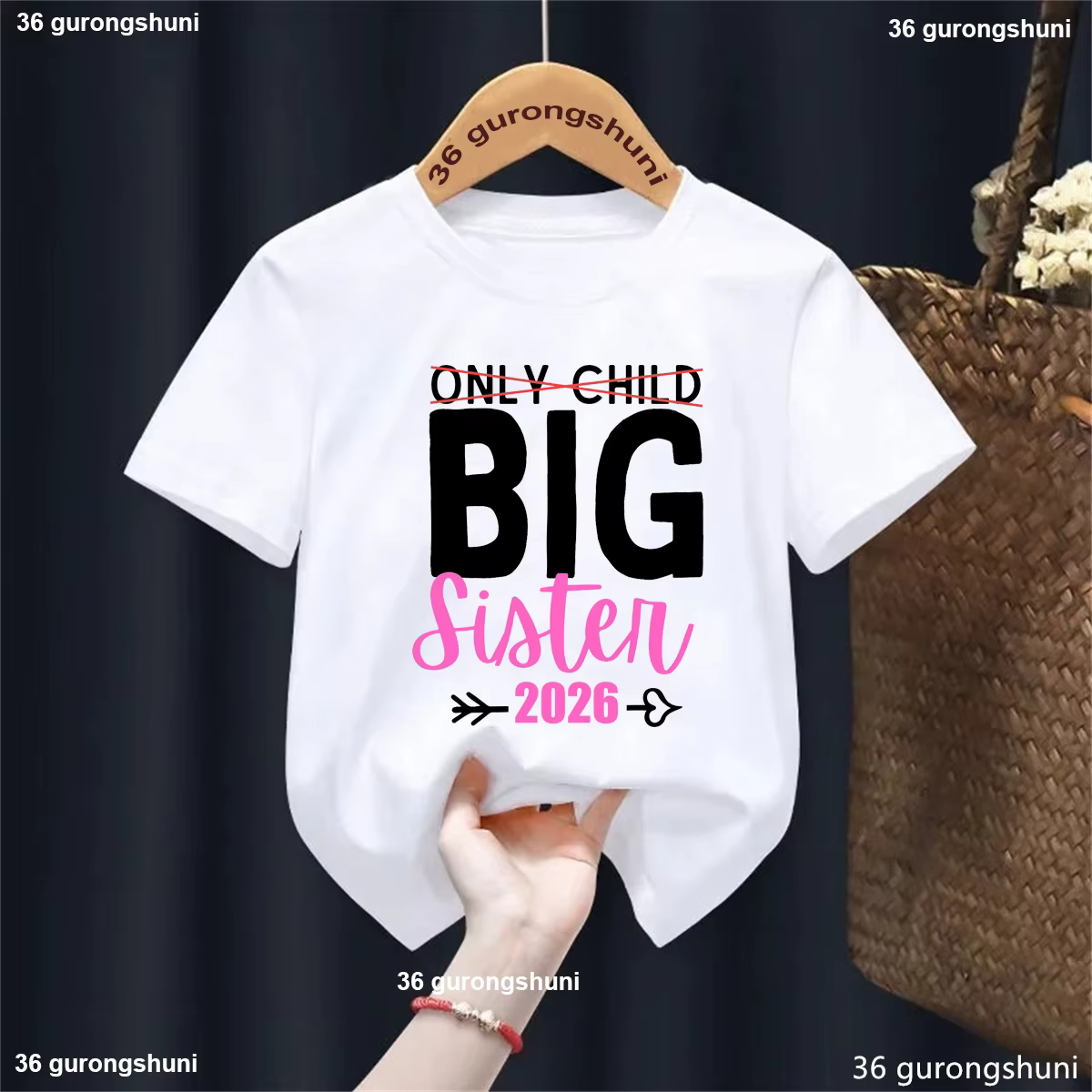 Camiseta hermana mayor con corazón para anuncio de embarazo - imagen 4