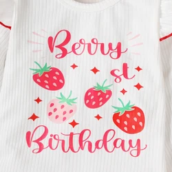 Conjunto niña de manga larga con estampado de fresa y campana