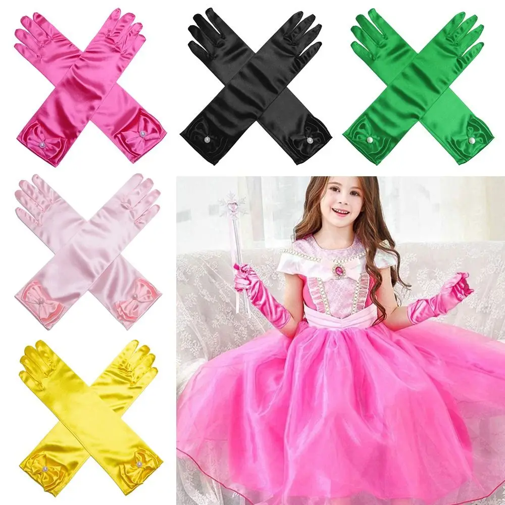 Vestido de princesa para niña de fiesta con guantes y tiara bordada - imagen 5