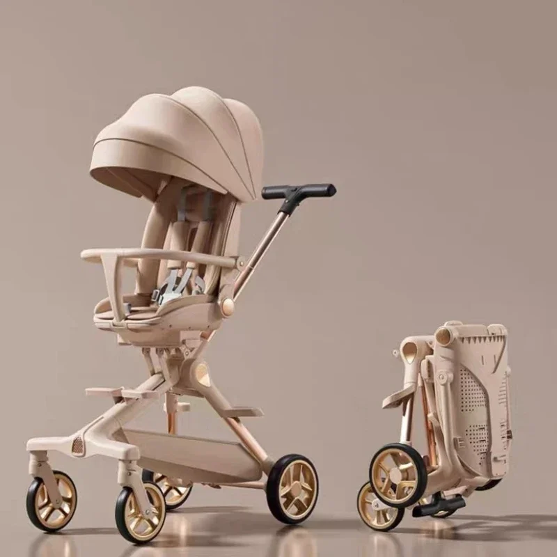 Silla de paseo ligera de cuatro ruedas con manillar ajustable