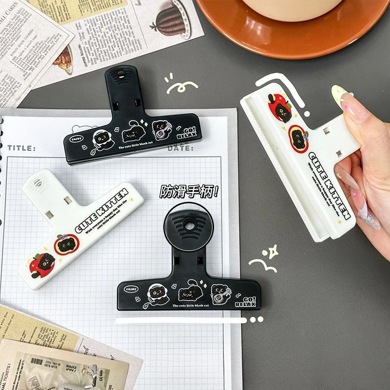 Pinza para notas gato negro de plástico estilo tierno para diario - imagen 4