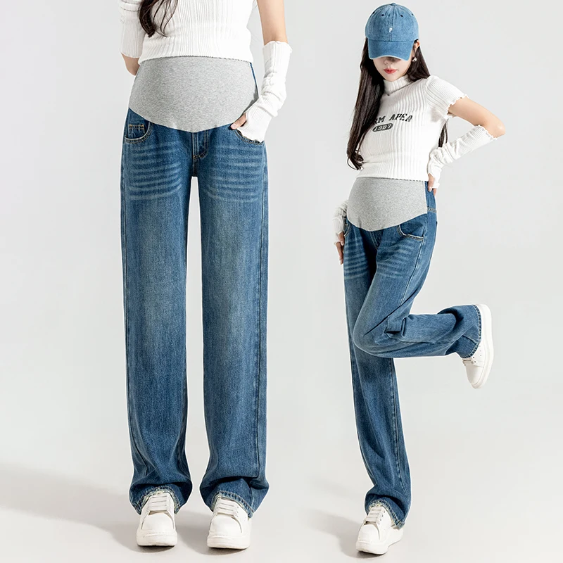 Vaqueros de premamá denim rectos, pierna ancha, otoño y primavera - imagen 5