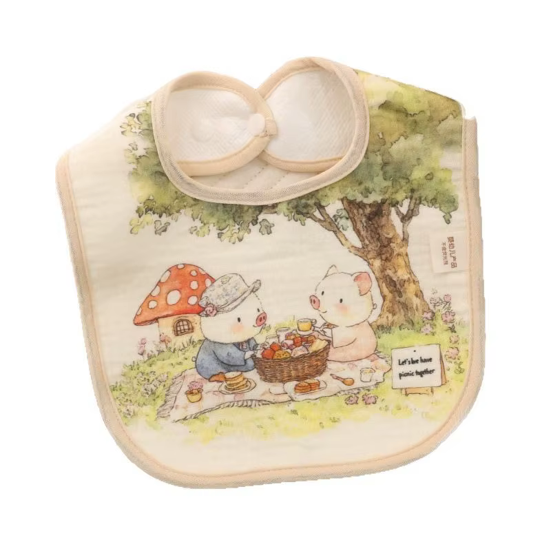 Babero de gasa impermeable infantil para bebé con dibujos animados - imagen 3