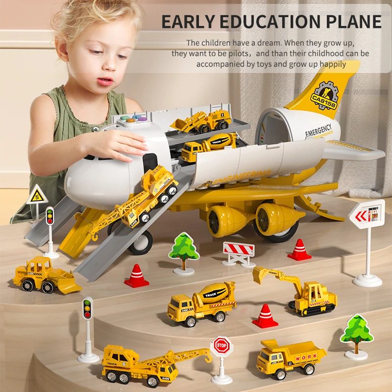 Avión grande con pista y accesorios