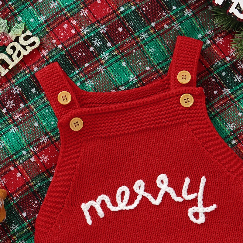 Body bebé de punto navideño rojo sin mangas para invierno - imagen 4