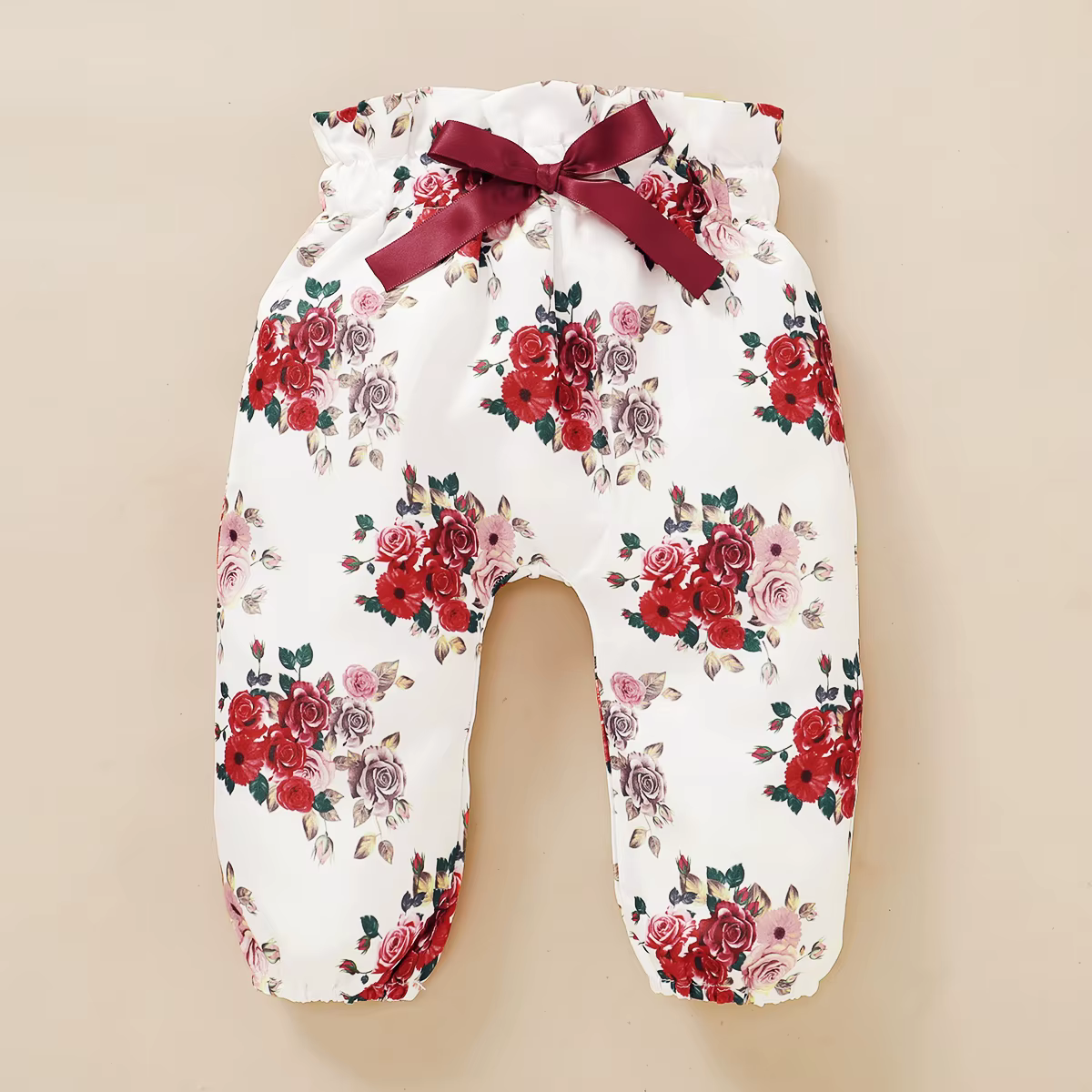 Conjunto bebé pelele manga larga pantalón floral y diadema lazo - imagen 2