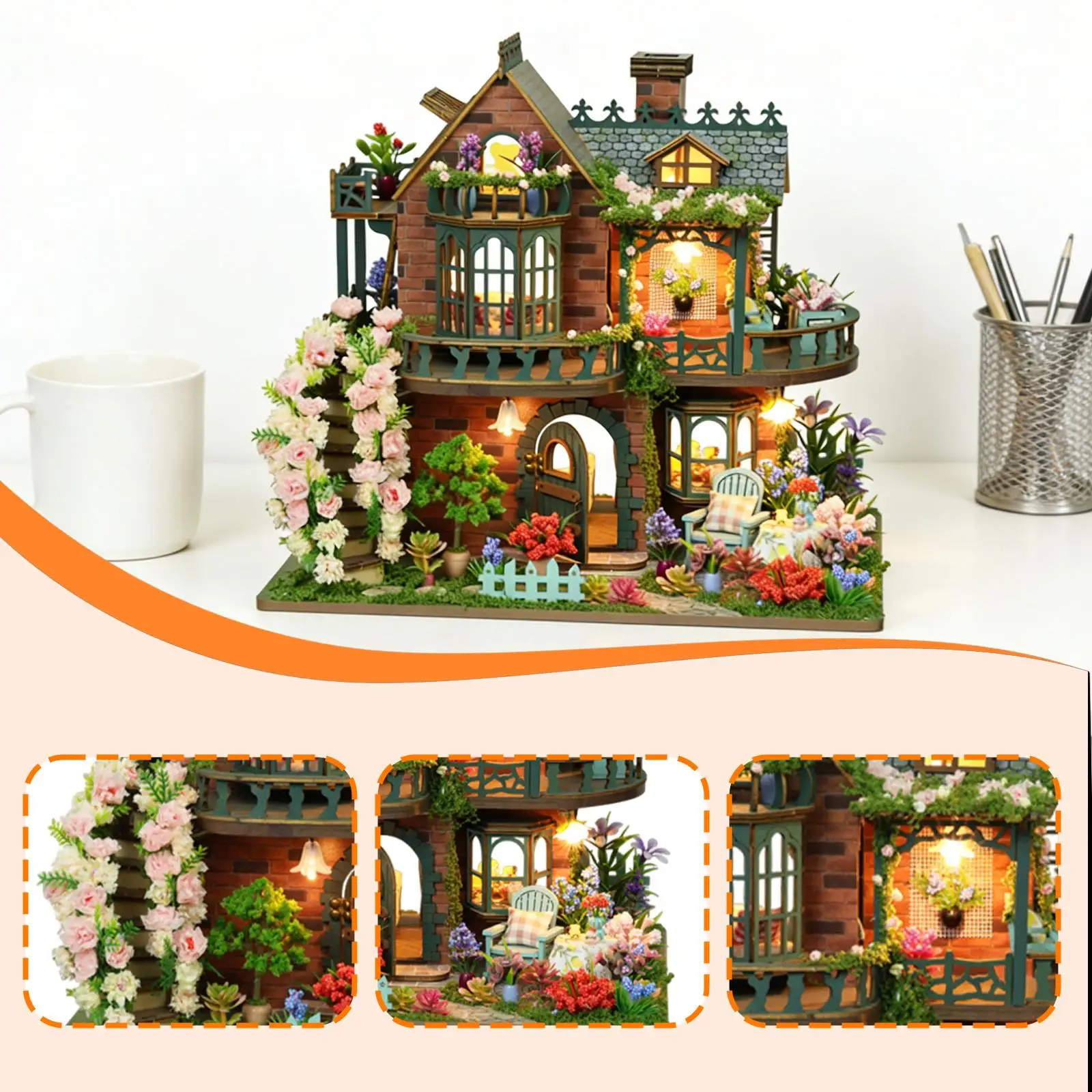 Kit de casita de muñecas con luces LED para manualidades - imagen 2
