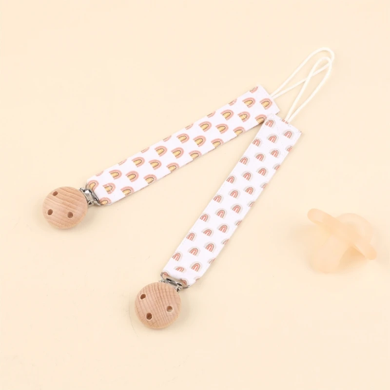 Chupete con clip de madera para bebé – Cadena floral sin BPA - imagen 2
