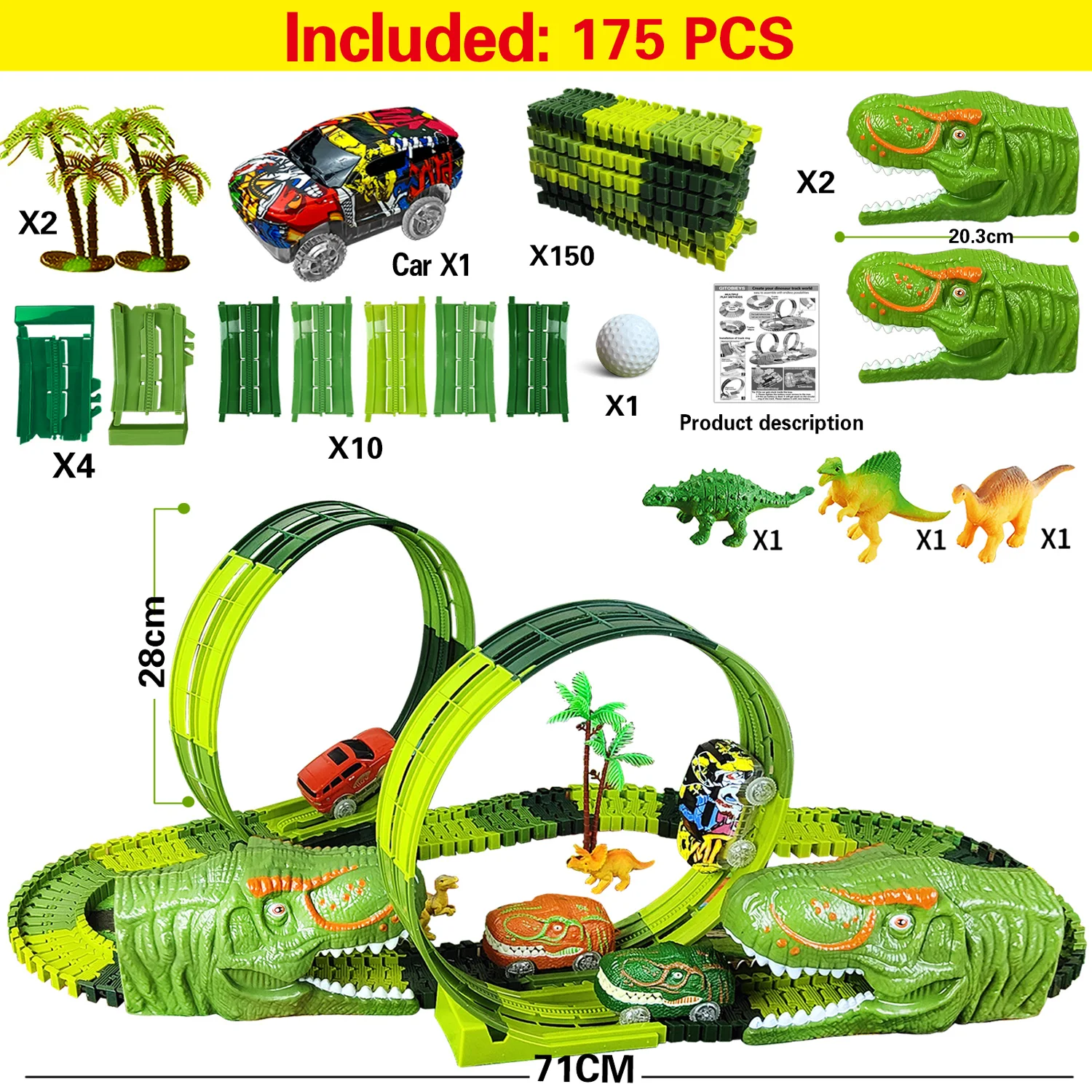 Pista de dinosaurios con rampa modular
