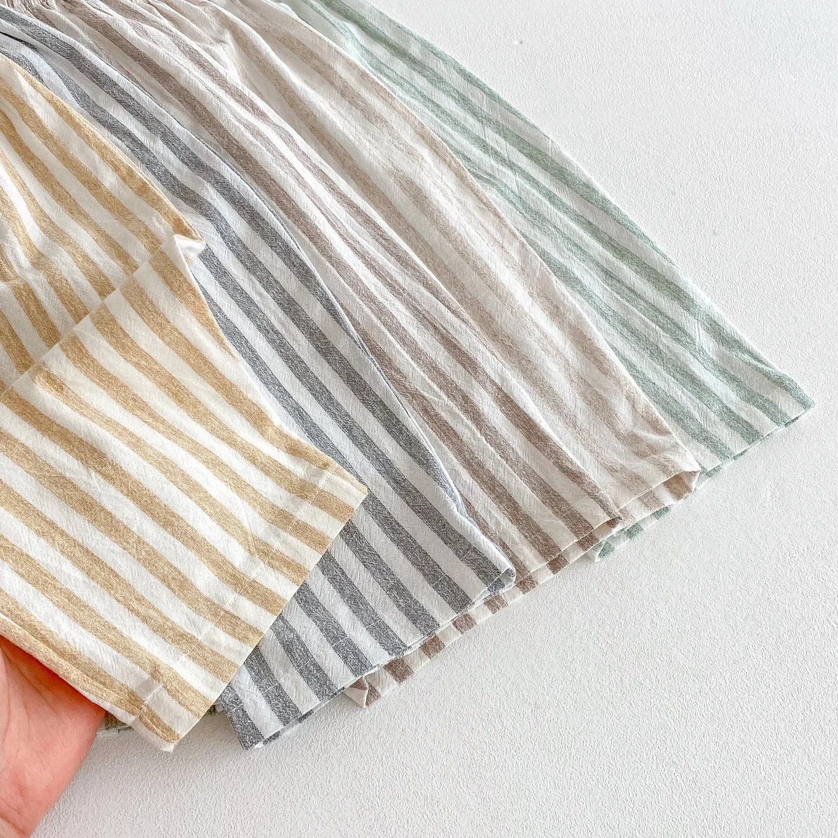 Harlan pantalones de lino a rayas holgados para bebé con cordón - imagen 2