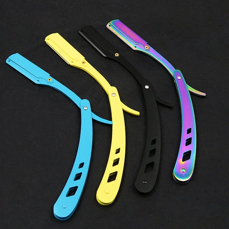 Navaja de afeitar clásica plegable negra unisex para depilación