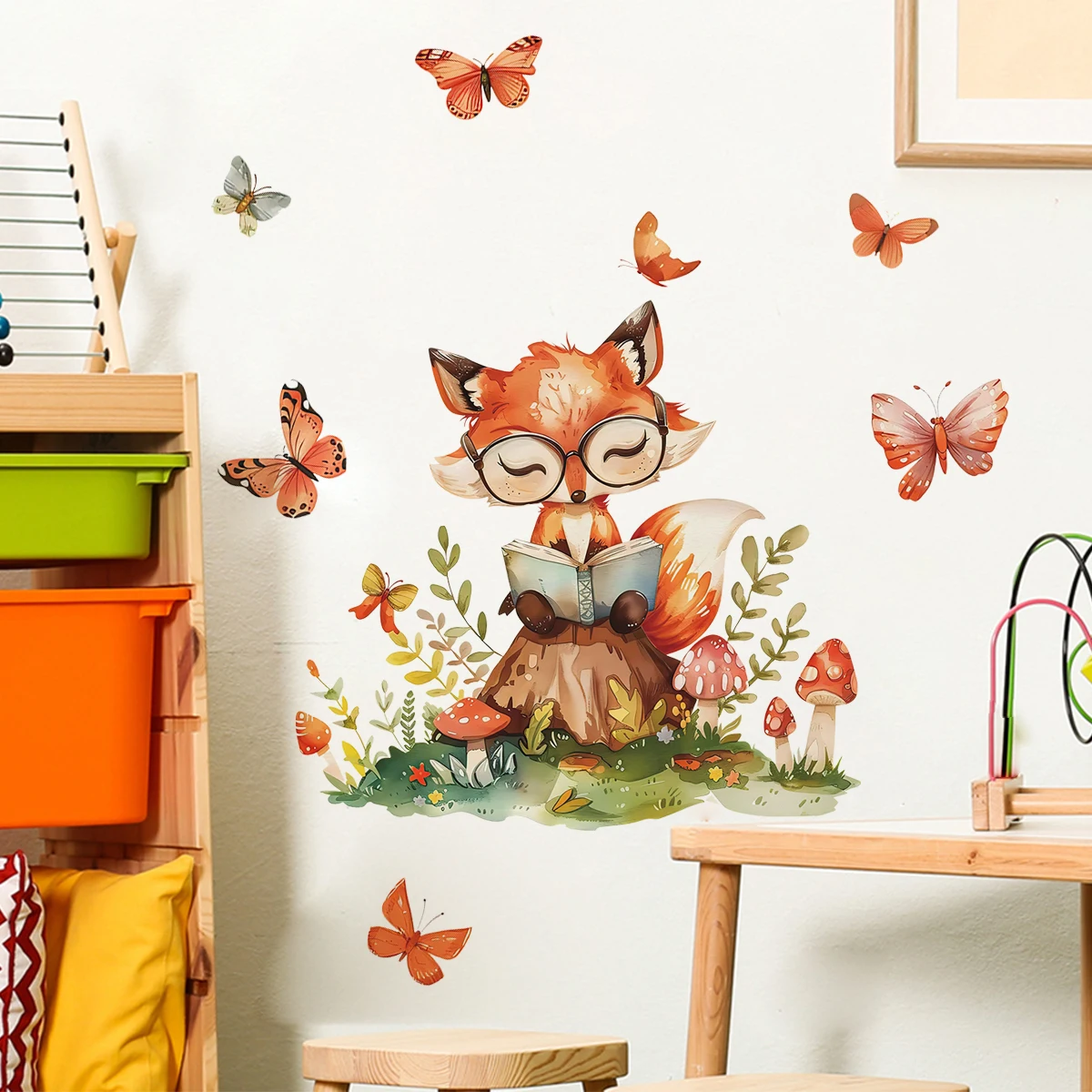 Pegatina pared infantil zorro con mariposas – Vinilo habitación - imagen 5