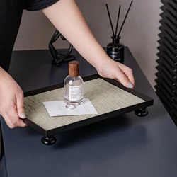 Organizador de baño nórdico de metal y cuero para joyas y accesorios