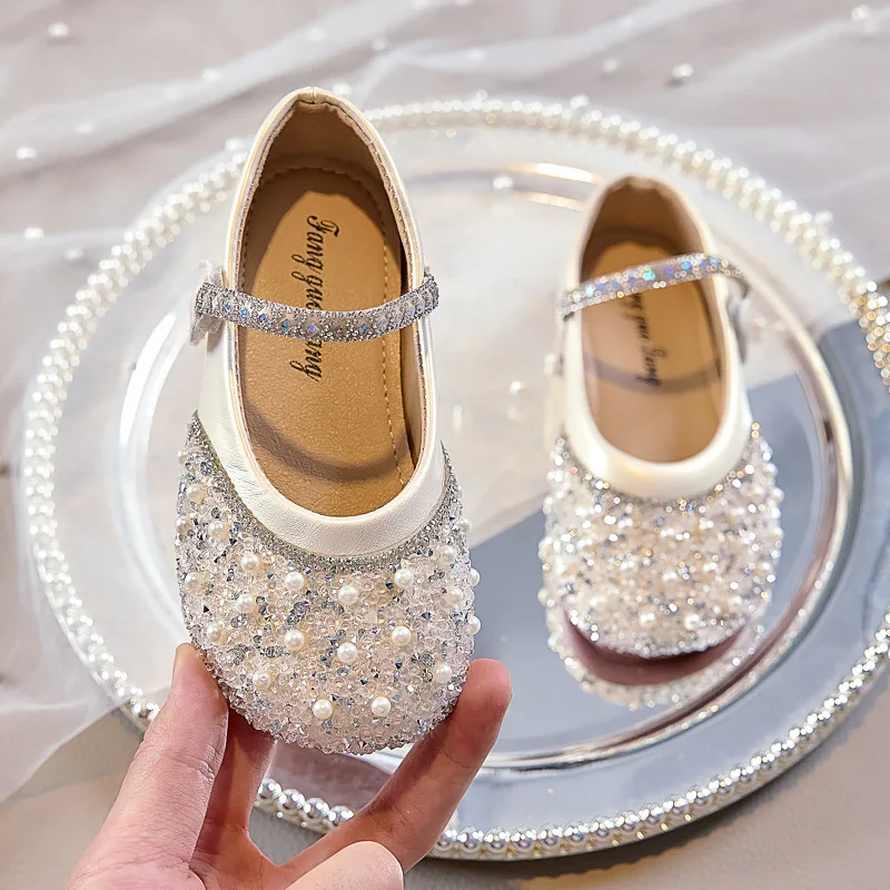 Zapatos de princesa para niña con suela blanda y brillo - imagen 2