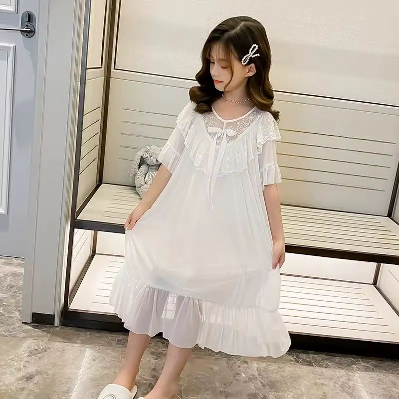 Camisón princesa de modal para bebé niña – Volantes y lazo para verano - imagen 4