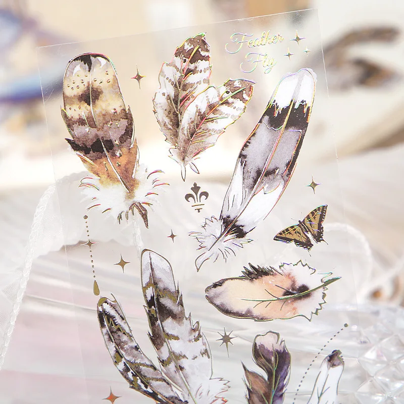 Pegatinas vintage con plumas de aves marinas para manualidades - imagen 3